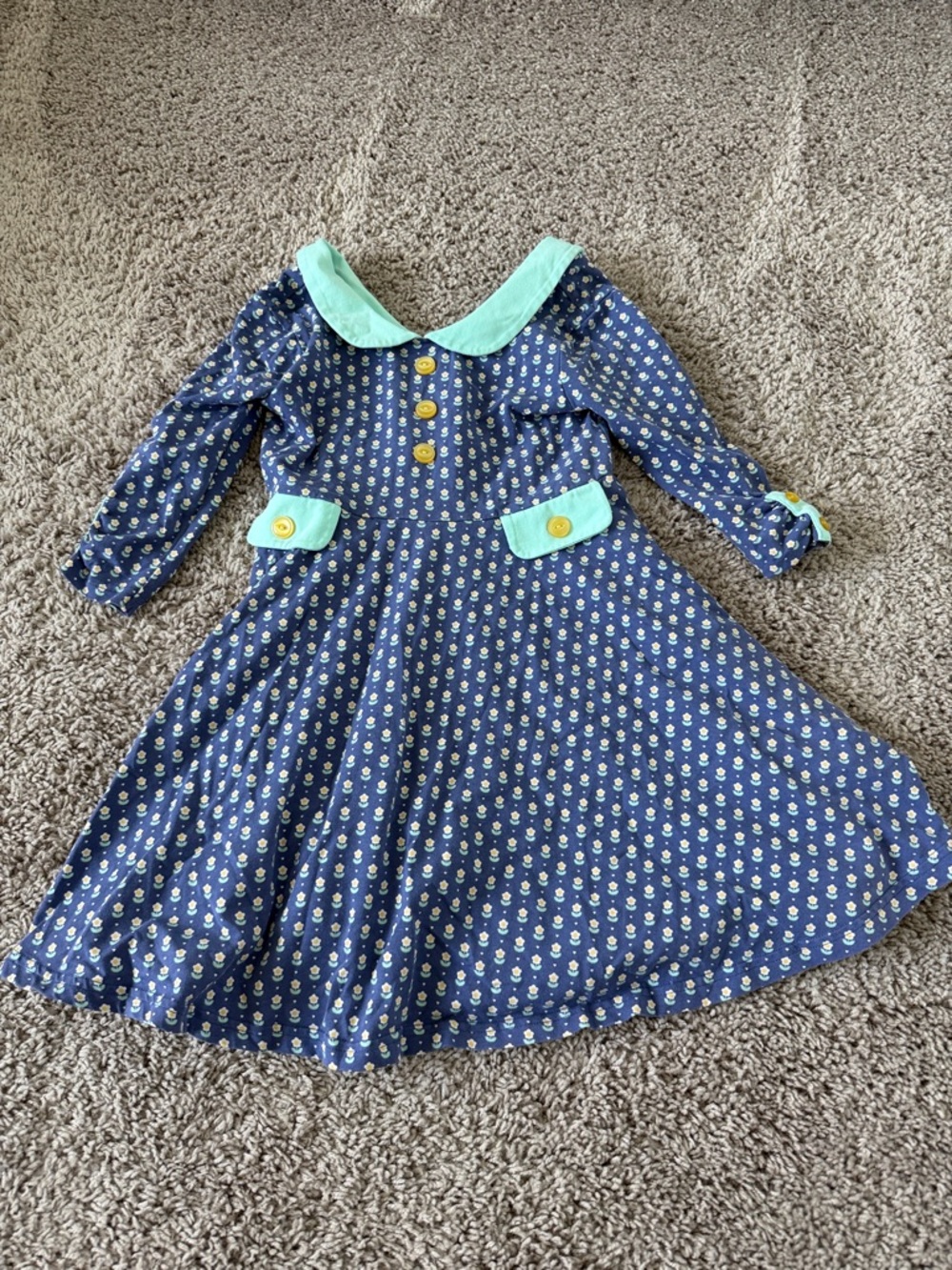 Serendipity by Shrimp and Grits Kids Blue Floral Retro Dress